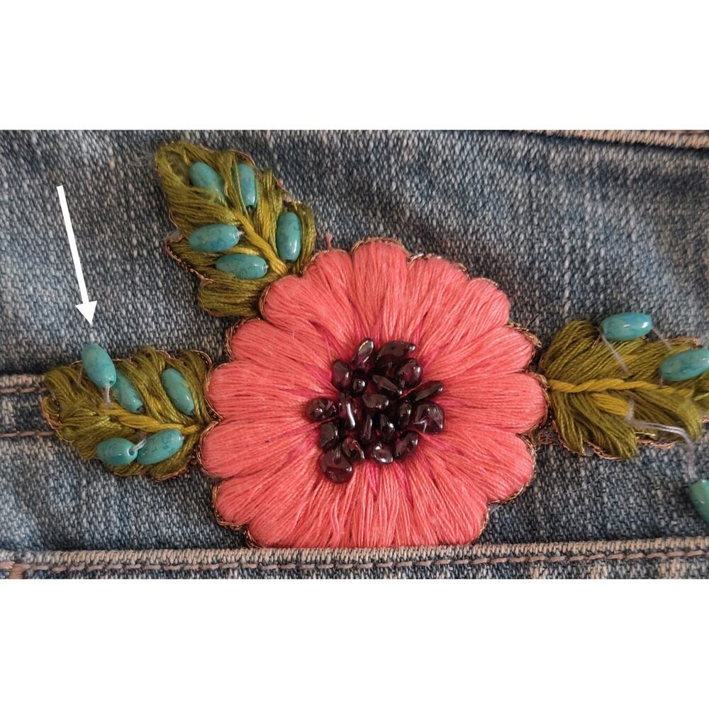 Vintage Y2K Embroidered Denim Jeans Sz 6 Dana Buchman Ileana Boho Boot Cut - Picture 16 of 16